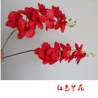 Dekorative Blumen 10pcs/Los gefälschter einzelner Stamm Vanda Phalaenopsis Oncidium Moth Orchidee für Hochzeitshaus künstliche Seide