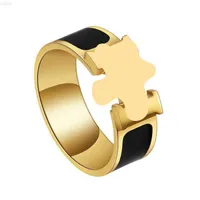 Luxe ontwerper Groothandel Rose Gold Blue Black White Ring For Women Sieraden 316 Roestvrij staal Fashion Charm Couple H Rings