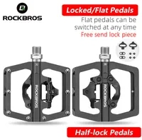 Bike Pedals ROCKBROS Bicycle Pedal NonSlip MTB Bike Pedals Aluminum Alloy Flat Platform Applicable SPD Waterproof Cycling Accesso3737882