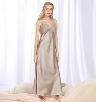 Women039s Sleepwear 2022 Latest Fashion Simple And Women39s Pajamas Large Size Silk Sling Sexy Nightdress Summer VNeck Soli7277670