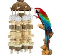 Andra fågelförsörjningar stora papegoja tugga leksak naturliga träblock bur bett kostymer för macaws papegojor