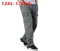 13xl 170kg Summer Spring Men Cargo Pants Pocket Zipper Out Door Big Size Male Simple Army Green Straight Trousers 486777647