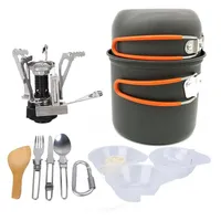 Cookware Sets Set Outdoor Cam Hiking Backpacking Picnic Cooking Tool Pot Pan Addpiezo Ignition Canister Stove Travel Drop Delivery H Dhn5M