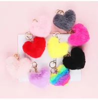 Fashion Love en peluche en peluche Heart Keychain ACCESSOIRES DE VOITURES mignons Imitation Rex Rabbit Hair Ball Toy Cadeaux en gros cc