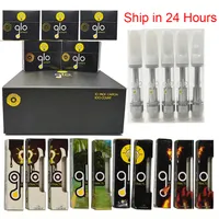 Glo Extracts Vape Cartridges 0.8ml 1ml Carts Atomizer Glass Tanks 510 Thread Thick Oil Atomizers Packaging 4 Styles Ceramic Coil Vaporizer Display Box Empty Vapes Pen