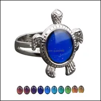 Band Rings Turtle Mood Ring Color Change Emotion Feeling Temperature Control Women Drop Delivery Jewelry Dhoza