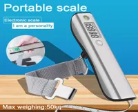 50kg110Lbs Luggage Scale with Handy Bubble Level and Tape Measure For Traveler Electronic Balance Baggage Weight Scale 210927