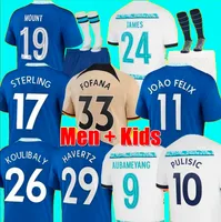 Thailand 22 23 Sterling Soccer Jerseys Mount Joao Felix Havertz Jorginho Ziyech 2022 2023 Pulisic James Football Shirt Kante Men Kids Set Kits Uniform