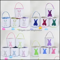Other Festive Party Supplies Easter Egg Storage Basket Canvas Bunny Ear Bucket Festives Favors Creative Gift Bag With Rabbit Tail Ot4F8