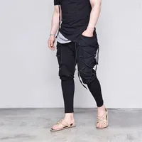 Штаны 2019 Sping FW Новая повязка Black Cross Pants Mens Crase Casual Designer Jogger Hiphop Skateboard3038