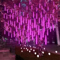 Stringhe Pink Meteor Lights Shower Lights Outdoor Christmas 30cm 8 Tube 192 LED Falling Grow Firy String Luce per Natale del Ringraziamento