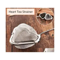 Coffee Tea Tools Stainless Steel Reticar Heart Shaped Strainer Teas Infuser Siery Home Practical Hook Season Packet Teastrainers D Dhvmd
