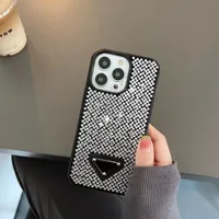 Z skrzynką z telefonem luksusowy błyskawiczny iPhone Case 14 Pro Max Case 13 12 Projektant mody Bling Bringling Diamond Crystal Cell Confhone Shell