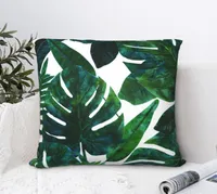Pillow Case Palm Monstera Bohemian Illustration Square Pillowcase Cushion Cover Decorative Polyester Throw For Home