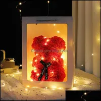 Dekoracyjne kwiaty wieńce Rose Teddy Bear New Walentynki Prezent 25 cm Flower Artificial Decoration Christmas for Women YHM804 HB OTLWK