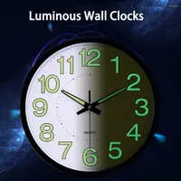 Wall Clocks Quartz Clock Silent Exquisite Workmanship Precise Glow In The Dark 12 Inch Non-Ticking With Night Light For Office
