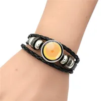 Charm Bracelets Mode Anime Retro Armband Zeit Edelstein Perlen-Woven-Leder-Handband Glasmaterial Schmuck Dekorative Accessorsch