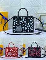 2023ss YK X Onthego PM Mini Tote Bag Yayoi Kusama Shoulder Bag Infinity White Dots print Handbag With pumpkin-shaped charm ON THE GO Polka Dots