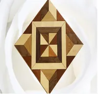 Multi couleurs Birmane en teck Planchers de noyer américain Decoration Art Tile Floor de bois franc Marquetry Panneaux de fond en chêne blanc Car1452169