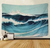 Tapestries Lannidaa Home Printed Blue Wave Tapestry Wall Hanging Sea Dorm Decor Table Cloth Sofa Cover Backdrop9814218