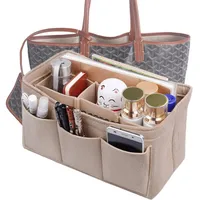 Women Multi-pockets Cosmetic Bags Storage And Personal Belongings Organizer Fashion Felt Cloth Inner Bag Fits in Insert Handbag2306