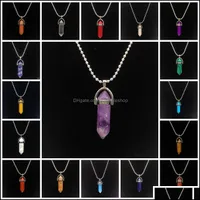 女性用のペンダントネックレスAgate Jade Gold Sier Necklace Black Crystal Quartz Healing Natural Stone Yzedibleshop Drop Delivery Jewe Dhlic