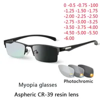 Eyeglass Frame Sun Pochromic Myopia Eyeglasses Optical Men student Finished Myopia Eyewear prescription Glasses Frame Half Rim -1.0 -4.0 230113