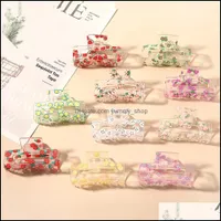 Hair Clips Barrettes Cute Transparent Fruit Plate Catch Clip Back Of Head Small Fashion Colorf Woman Jewelry Drop Delivery Hairjewe Otogi