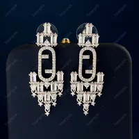 Fashion Diamond Dangle oorbellen Designer voor dames sieraden f Hangers Stud earring zilveren ketting verloving Ear studs accessoires met doos