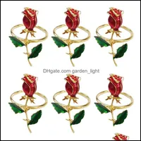Napkin Rings Red Rose Ring For Wed Holder Drop Delivery Home Garden Keuken Eet Bar Tafel Decoratie Accessoires OTRN0