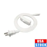 LED Light Power Cord Switch T5 Connector Extension with 2/3 Prong Plug for T8 Integrated Tube Fixtures US 1FT 2FT 3.3FT 4FT 5FT 6 FT 6.6FT 100Pcs/lot