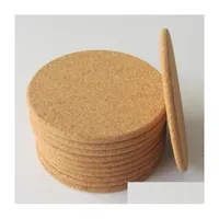 Almohadillas de esteras 200 piezas de madera resistente al calor de forma redonda de corcho t￩ Bebida de t￩ Caf￩ Caf￩ Mat de la almohadilla Decoraci￳n Drop entrega del hogar Dhp48