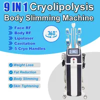Cryo Slimming Machine Cavitatie RF Gewichtreductie 360 ​​° Cryolipolysis Vet bevriezen 9 in 1 Lipolaser vetverlies huid Verjongingssalon Huisgebruik
