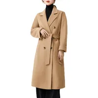 Spring and Autumn Woolen Coat Female Long Large Size Thick Women Woolen  Jacket Slim Lady Clothing Women's Coats 211222