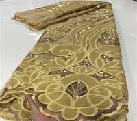 Gold Nigerian Velvet Lace Fabrics 2020 High Quality Lace African French Sequins Fabric For Wedding Dress Sewing YA2668B523586329975