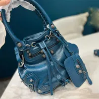 B Bag Women Luxury designer bag hangbag wallet classic dark blue aged calfskin top handle bag tote crossbody messenger Shoulder Hourglass