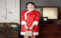 Roupas étnicas Hrongx Fashion Tradicional Chinese Cheongsam Dress Retro curto elegante Bodycon Qipao Red Cyn 2022 Party Melhored5870655