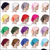 Imprezy kapelusze muzułmańskie kobiety czapka czapka moda dama solid kolorowy turban miękki clsaaic beanie hat plażu słońce szalik wll648 Drop dostawa h dhah9