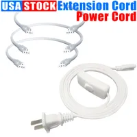 T8/T5 Integrated LED Tube Light Switch Fixture AC Power Cords Cable med 3 Prong US Plug f￶r Garage Workshop Warehouse Commercial Lighting 6.6ft 100 st/Lot