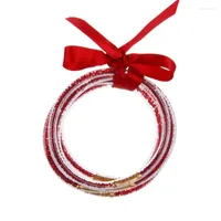Bangle 5pcs/conjunto Glitter Jelly Boletles Birthdaystone Bracelets Silicone for Momen Homens Meninas Pulseas de joias de hombre y Mujer
