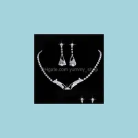ￖrh￤ngen halsband mode Sier Plated Crystal Wedding Bridal Bridesmaid Jewelry Sets Alloy Jewelrys for Women Drop Delivery Ote2s