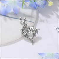 Pins Brooches Christmas Pins Gift Cute For Women Fashion Crystal Brooch Running Deer Drop Delivery Jewelry Dhhdz