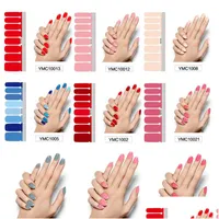 Stickers Decals Pure Color Diy Nail Wraps Fl Er Nails Sticker Art Decorations Manicure Adhesive Polish Solid Valentine Gift Drop D Dhbqf