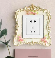 Resin Sticker Pastoral Switch Cover Square Flower Pattern Light Socket Stickers Home Decor For Wall