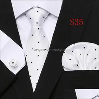 Seal Tie Set Fashion Business Black Floral Paisley Polyester Mens Strip Skee для мужчин Формальные роскошные свадебные галстуки с доставкой ac oty6o