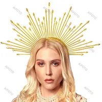 Hair Pins Hair Accessories For Women Pography Props Star Crown Gold Spike Halo Goddess Metal Headband Young Girl Po Shoot Festival 230113