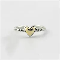 Bandringe Original 925 Sterling Sier Open for Women Love Heart Gold Ton Metall Verstellbarer Finger Ring Feiner Schmuck YMR223 Drop Deliv Otuij