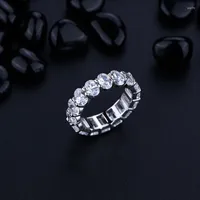 Cluster Rings Fashion 925 Sterling Silver Ring Created 4 6MM High Carbon Diamond Anniversary Wedding For Women Party Fine Jewelry