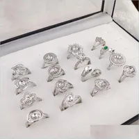 Configurações de jóias Moda Big Pearl Ring Zircon Sier Rings DIY para mulheres adequadas de 69 mm de tamanho ajustável entrega dhhvl