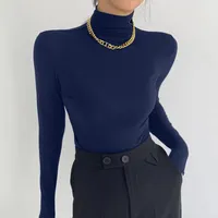 Suéter de diseñador de punto Mujer blusa azul de cuello alto manga larga sudadera con capucha femenina sudadera con capucha chaqueta triangular patrón para mujeres lujo